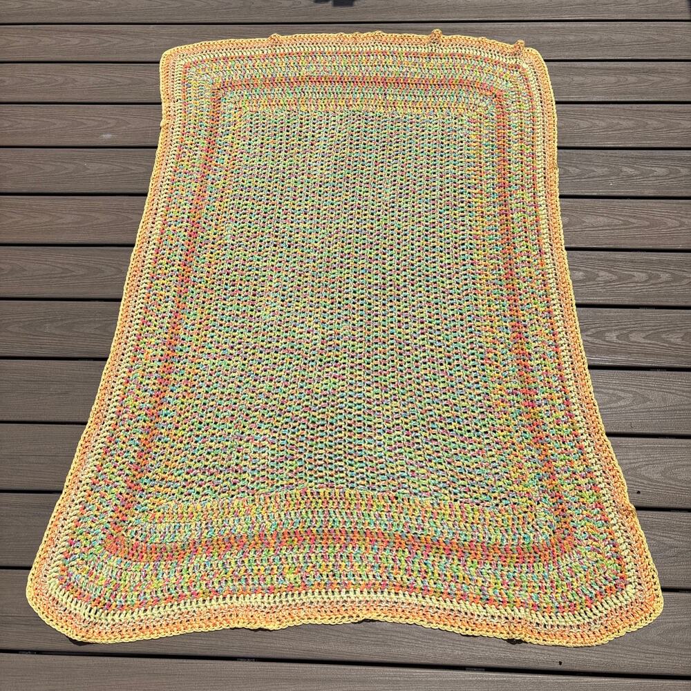 Handmade Crochet Throw Blanket Multicolor Granny Cottagecore Boho 47x57
